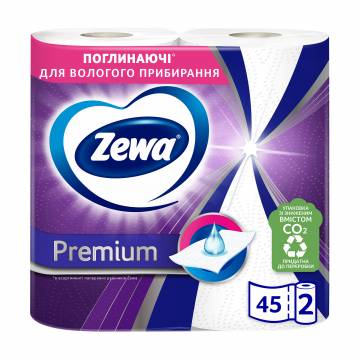 Бумажные полотенца Zewa Premium, 2-слойные, 45 отрывов, 2 рулона Бумажные полотенца Zewa Premium, 2-слойные, 45 отрывов, 2 рулона