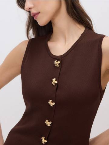 Reserved - LADIES` VEST - темно коричневий - XV613-89X Reserved - LADIES` VEST - темно коричневий - XV613-89X