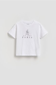 Reserved - Бавовняна футболка з принтом - білий - 030IY-00X