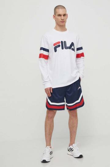 Хлопковый лонгслив Fila Luohe цвет белый с принтом FAM0669 Хлопковый лонгслив Fila Luohe цвет белый с принтом FAM0669