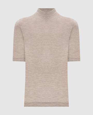 Бежевый топ из кашемира и шелка