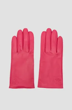 Женские малиновые кожаные перчатки Малиновый 8 HUGO 50496862;664