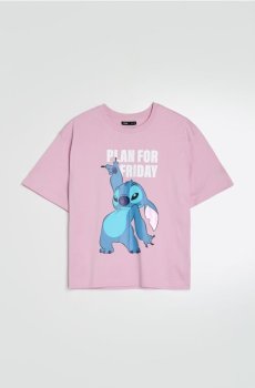 Бавовняна футболка з принтом Lilo & Stitch - Фіолетовий