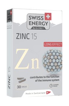 Цинк Swiss Energy Zinc 15 мг, 30 капсул