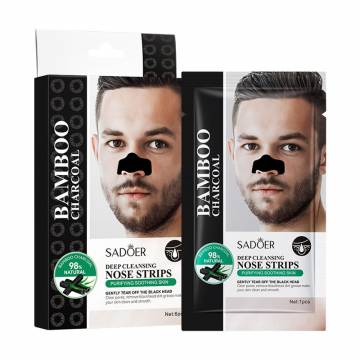 Мужская очищающая маска для носа Sadoer Bamboo Charcoal Deep Cleansing Nose Strips с бамбуковым углем, 6 шт Мужская очищающая маска для носа Sadoer Bamboo Charcoal Deep Cleansing Nose Strips с бамбуковым углем, 6 шт