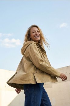 Коротка парка з капюшоном із твіллу - світло-зелений