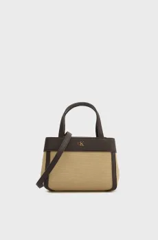 Женская бежевая сумка CK CANVAS MINI TOTE CROSSBODY Бежевый ONESIZE Calvin Klein LV04F3504G