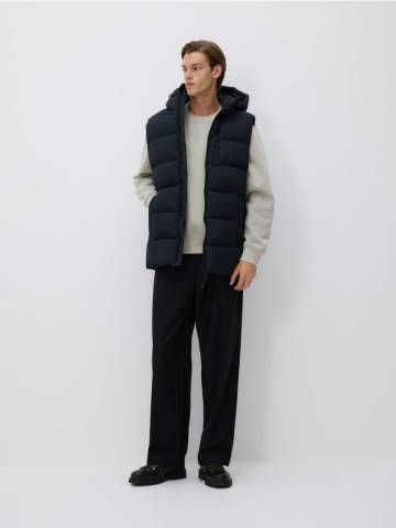 Reserved - Стьобаний жилет із каптуром - чорний - RE130-99X