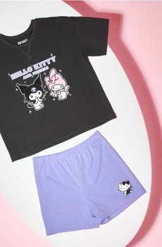 Бавовняна двочастинна піжама з принтом Hello Kitty and Friends - темно-сірий