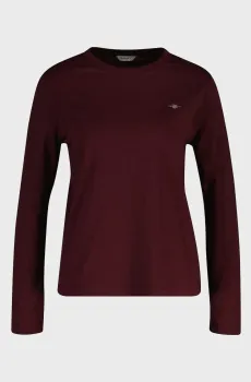 Женский бордовый лонгслив REG SHIELD LS T-SHIRT Бордовый XS Gant 4200748