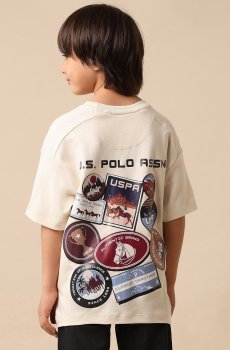 Uspa Kids Boys Graphic Brand Printed Boxy Fit Cotton T-shirt
