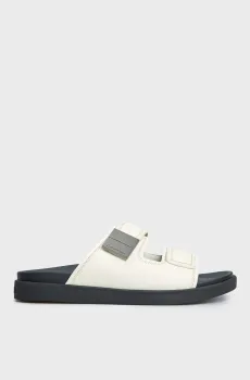 Мужские белые кожаные слайдеры DOUBLE STRAP SANDAL Белый 40 Calvin Klein HM0HM00945
