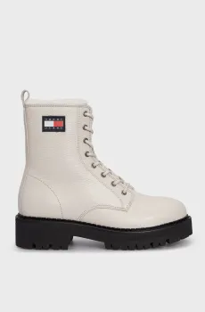 Женские белые кожаные ботинки TJW URBAN BOOT TUMBLED LTR WL Белый 37 Tommy Jeans EN0EN02317