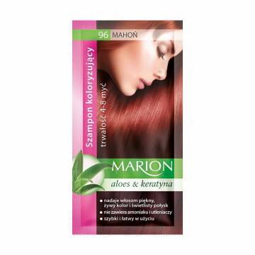Уценка! Оттеночный шампунь для волос Marion Aloe & Keratin Hair Color Shampoo 96 Mahogany, 40 мл Уценка! Оттеночный шампунь для волос Marion Aloe & Keratin Hair Color Shampoo 96 Mahogany, 40 мл