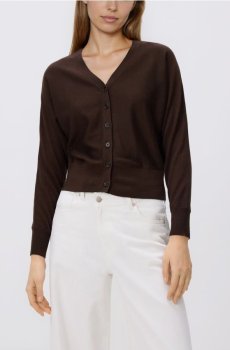 Reserved - Кардиган із додаванням вовни - темно коричневий - 845IP-89X