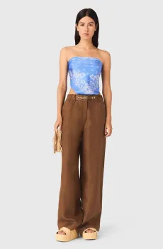 Женские коричневые льняные брюки Коричневый 38 MAJE MFPPA00814_Brown