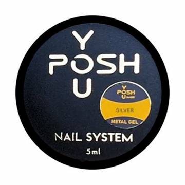 Гель-краска для дизайна ногтей You Posh Metal Gel, Silver, 5 мл Гель-краска для дизайна ногтей You Posh Metal Gel, Silver, 5 мл