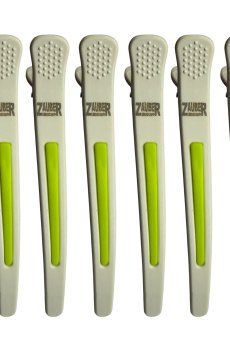 Парикмахерский зажим для волос Zauber-manicure пластиковый, белый с зеленым, 6 шт (06-097A-6)