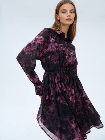 Mohito - Сукня-сорочка міні з поясом - червоне дерево - 42