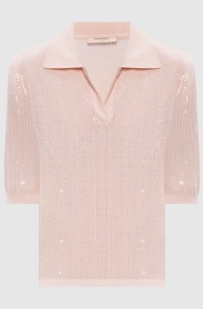 Розовое поло с пайетками