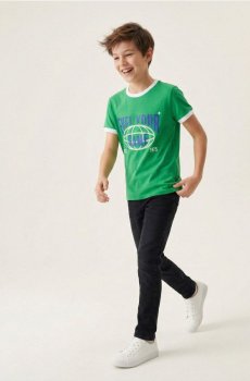 Бавовняна футболка з принтом - зелений