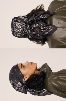 Reserved - Шийна хустка з візерунком - темно коричневий - 285ID-89X