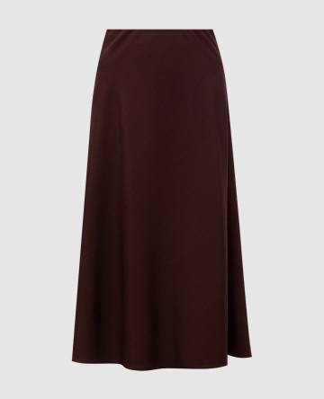 Коричневая юбка миди с шерстью