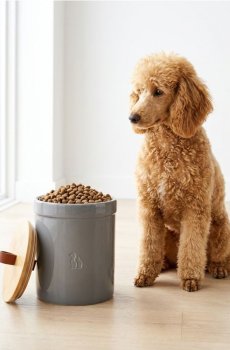 Банка для корму тварин з бамбуковою кришкою - темно-сірий