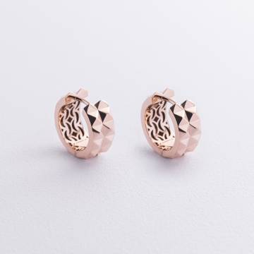 Серьги - кольца "Monika" в красном золоте с09007 Серьги - кольца "Monika" в красном золоте с09007
