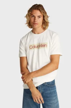 Мужская белая футболка CALVIN KLEIN LABEL PRINT Белый M Calvin Klein Jeans J30J327472