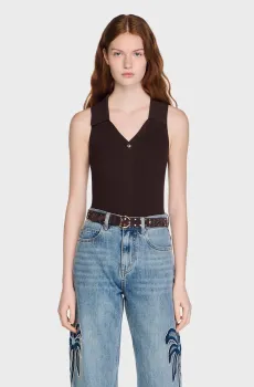 Женское темно-коричневое боди Коричневый M Sandro SFPBD00048_Brown