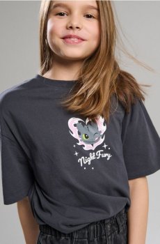 Бавовняна футболка з принтом How to Train Your Dragon - антрацитовий