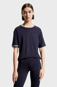Женская темно-синяя футболка RELAXED SPLIT TAPE C-NK TEE Синий M Tommy Hilfiger S10S101753