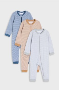 Бавовняні дитячі комбінезони у смужку 3 pack - різнобарвний