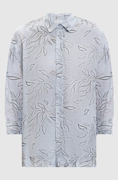 Голубая блузка в принт с цепочкой мониль