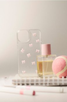 Чохол для iPhone 15 з мотивом банта - рожевий