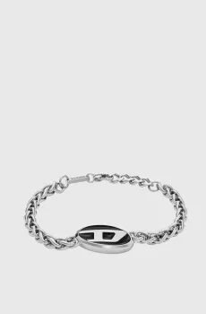 Серебристый браслет OVAL D LOGO Серебряный ONESIZE Diesel DX1469040