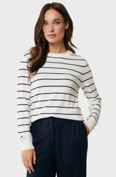 Женский белый джемпер в полоску Regular fit striped sweater Белый S Mexx MF006600151W