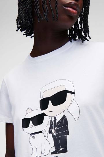 Хлопковая футболка Karl Lagerfeld цвет белый Хлопковая футболка Karl Lagerfeld цвет белый