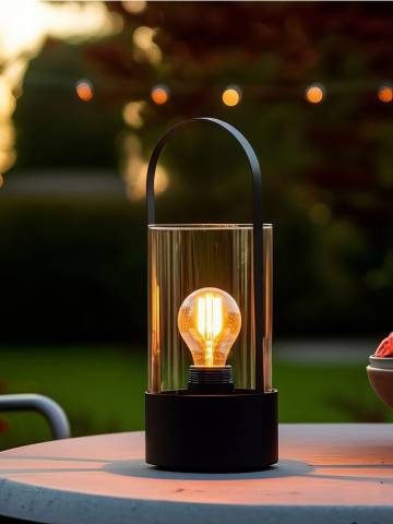 Декоративна LED лампа з ручкою - чорний Декоративна LED лампа з ручкою - чорний