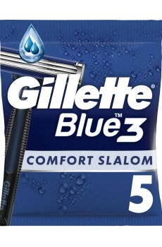 Одноразовые станки для бритья мужские (бритвы) Gillette Blue 3 Comfort Slalom, 5 шт