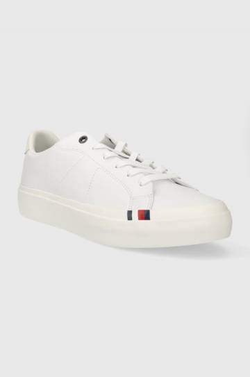 Кожаные кроссовки Tommy Hilfiger THICK VULC LOW PREMIUM LTH цвет белый FM0FM04881 Кожаные кроссовки Tommy Hilfiger THICK VULC LOW PREMIUM LTH цвет белый FM0FM04881