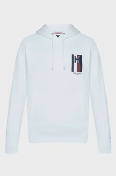 Мужское белое худи H EMBLEM Белый L Tommy Hilfiger MW0MW33665