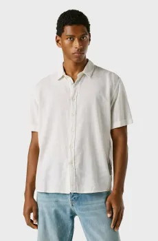 Мужская белая льняная рубашка PERCY Белый L Pepe Jeans PM3091193