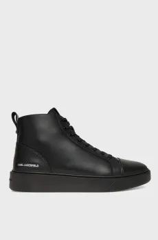 Мужские черные кожаные хайтопы FLINT II Hi Top Lace Lined Черный 44 Karl Lagerfeld KL53354L
