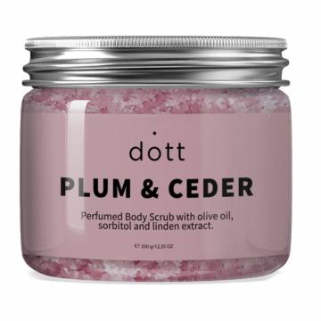 Парфюмированный скраб для тела Dott Plum & Cedar Perfumed Body Scrub с маслом оливки, сорбитолом и экстрактом липы, 350 г Парфюмированный скраб для тела Dott Plum & Cedar Perfumed Body Scrub с маслом оливки, сорбитолом и экстрактом липы, 350 г