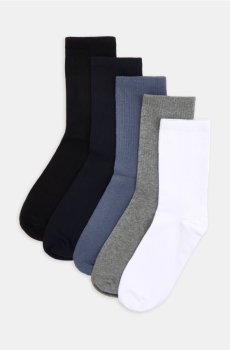 Шкарпетки з високим вмістом бавовни, 5 пари - темно-синій