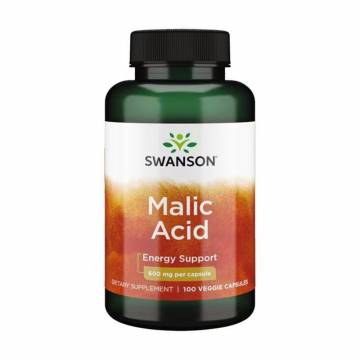 Яблочная кислота Swanson Malic Acid 600 мг, 100 вегетарианских капсул
