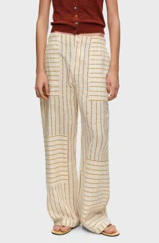 Женские бежевые брюки в полоску Бежевый XS Bimba Y Lola 261BR6020.12110