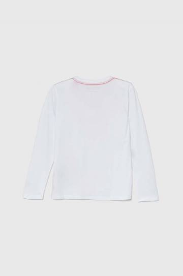Хлопковый детский лонгслив Guess цвет белый с принтом L84I29 K8HM0 Хлопковый детский лонгслив Guess цвет белый с принтом L84I29 K8HM0